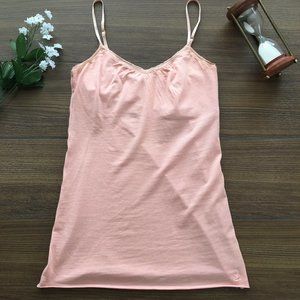 aerie Small Lace Pink V-Neck Built in Bra Tank Top